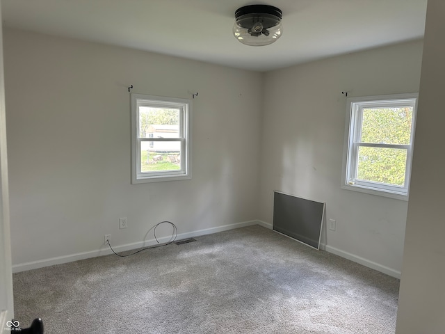 unfurnished room with light carpet and a wealth of natural light