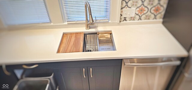 interior details featuring gray cabinets