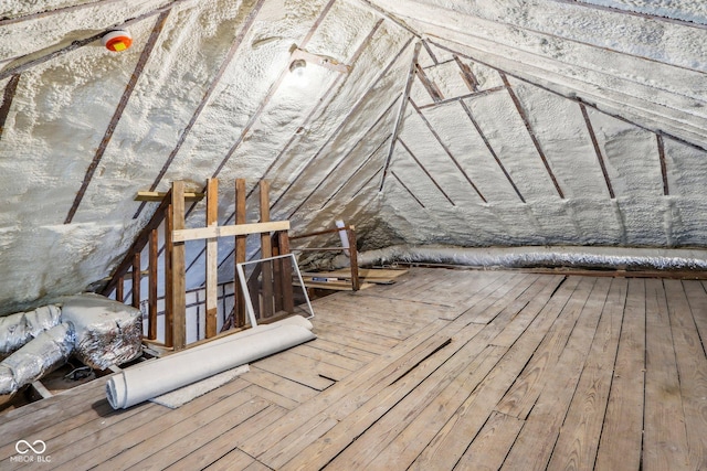 view of unfinished attic