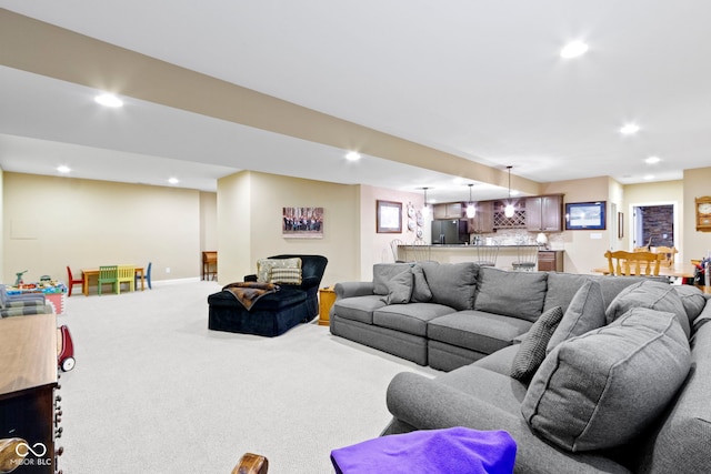 living room featuring carpet