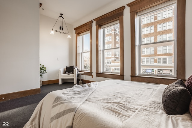 carpeted bedroom with multiple windows