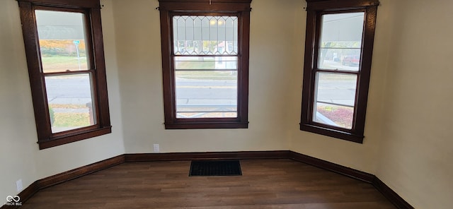 spare room featuring wood-type flooring