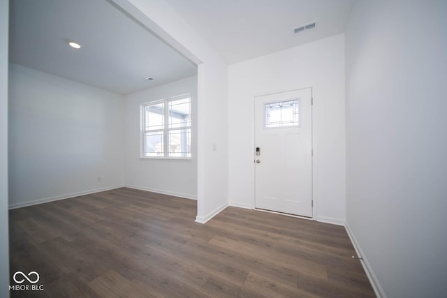 foyer entrance featuring dark hardwood / wood-style flooring