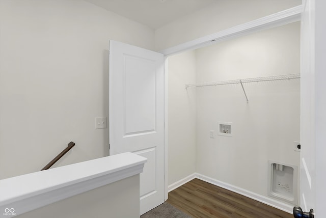 washroom with washer hookup, hookup for an electric dryer, and dark hardwood / wood-style floors