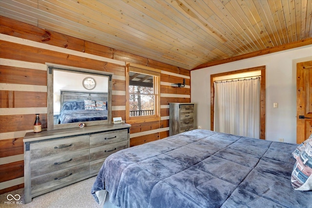 9300 Derrett Rd, Unionville, IN 47468 - bedroom with wooden walls and wood ceiling