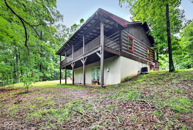 9300 Derrett Rd, Unionville, IN 47468 - back of property featuring french doors and a deck