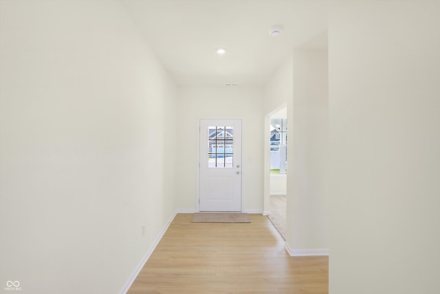 doorway featuring light wood-type flooring