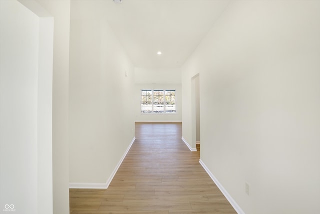 corridor featuring light wood-type flooring