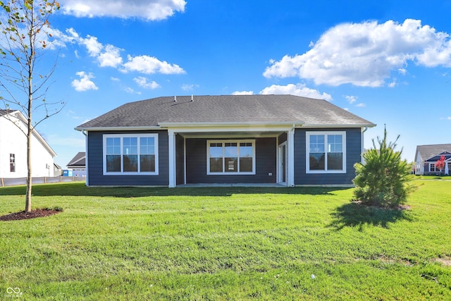 back of house featuring a lawn