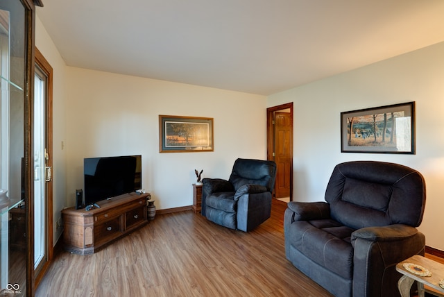 living room with light hardwood / wood-style floors