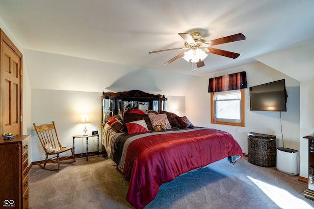 bedroom with carpet flooring and ceiling fan