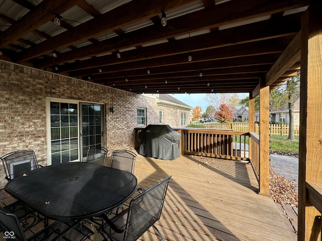 deck featuring grilling area