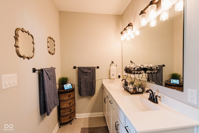 bathroom featuring vanity and tile patterned flooring