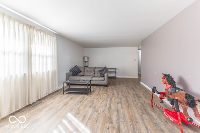 living room featuring light hardwood / wood-style flooring