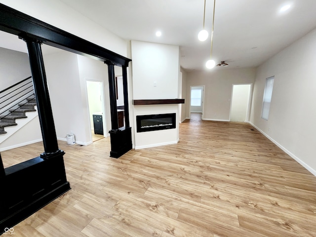 living room with light wood-type flooring