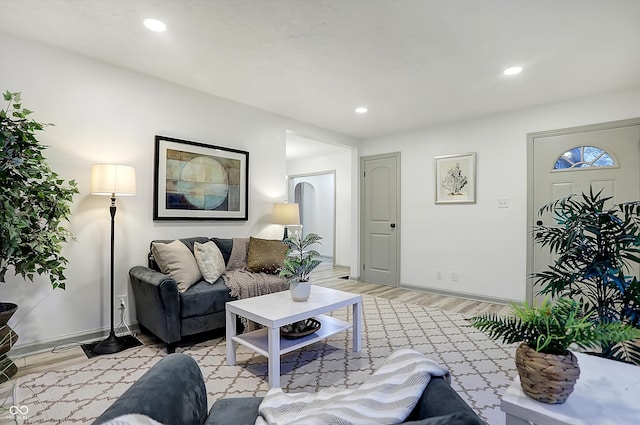 living room featuring light hardwood / wood-style floors