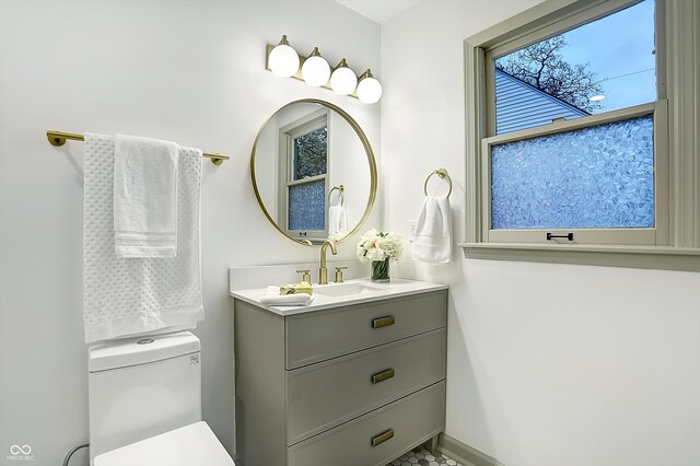 bathroom with toilet and vanity