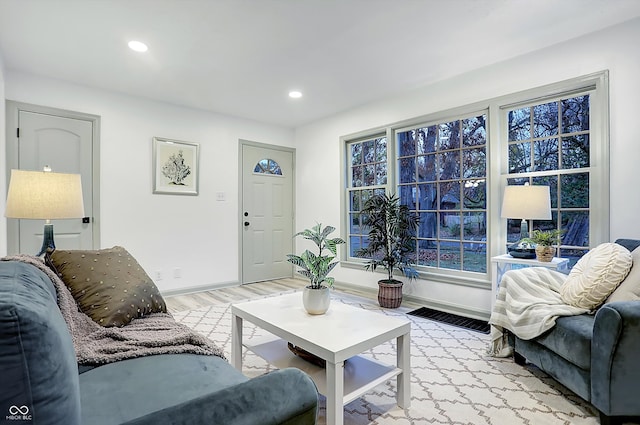 living room featuring light hardwood / wood-style floors