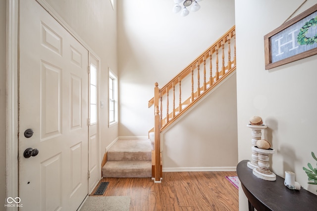 foyer with light wood-type flooring