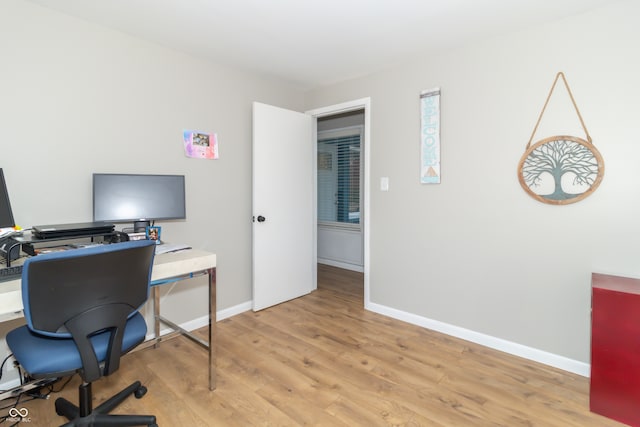 office space featuring light hardwood / wood-style flooring