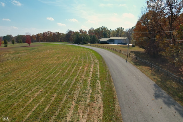 view of road with a rural view