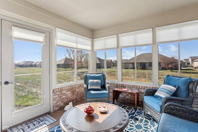 3784 Mansfield Dr, Brownsburg, IN 46112 - sunroom featuring a residential view and an outdoor hangout area