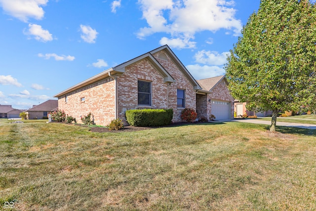 view of front facade with a front lawn and a garage