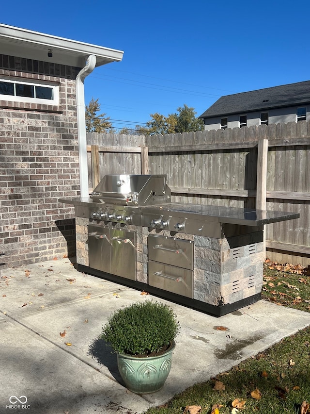 view of patio with an outdoor kitchen