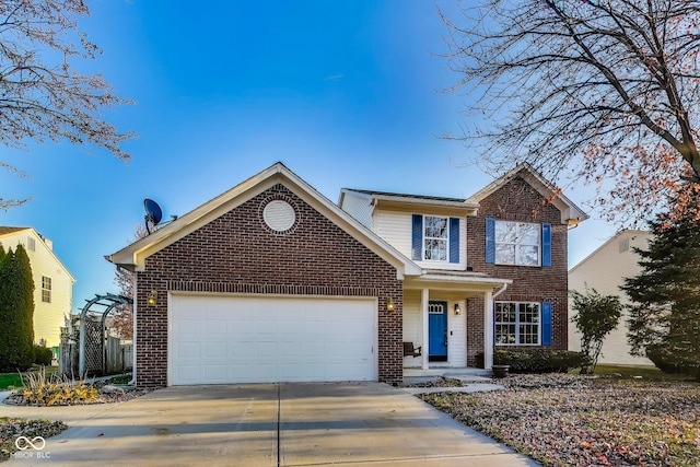 view of front property with a garage