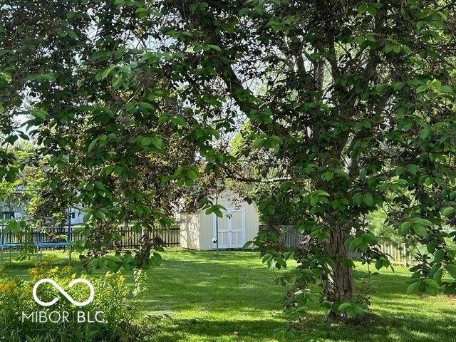 534 Austrian Way, Avon, IN 46123 - view of yard featuring a shed, an outbuilding, and a trampoline