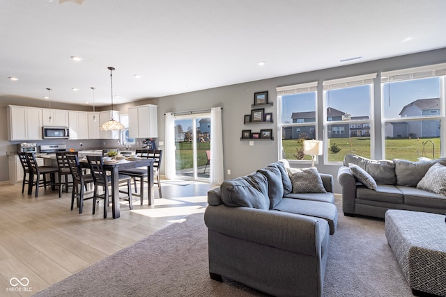 living room featuring light hardwood / wood-style floors