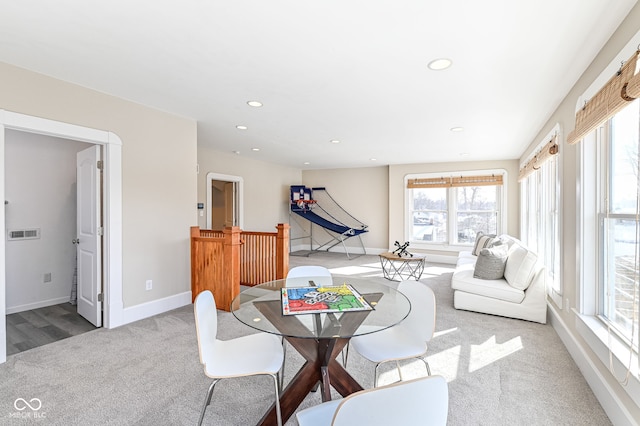 dining room with carpet flooring