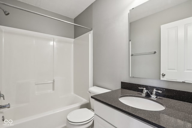 full bathroom with vanity, shower / bathing tub combination, and toilet