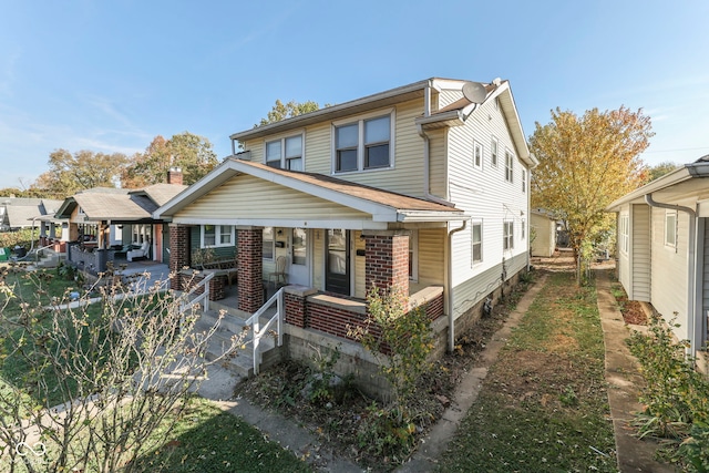 view of front facade featuring covered porch