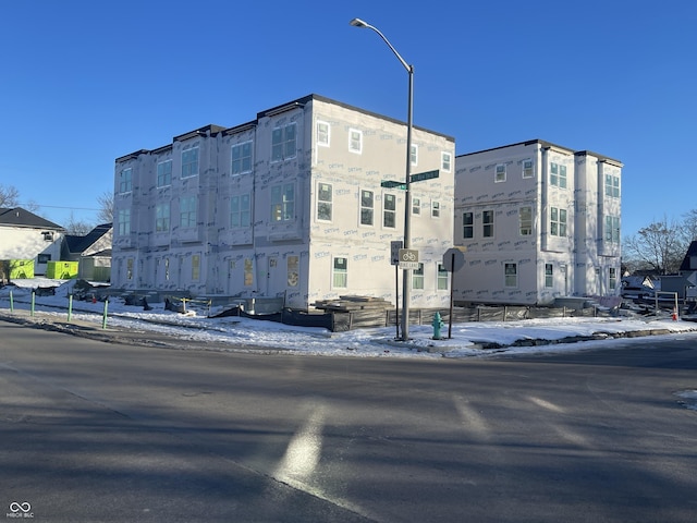 view of snow covered property