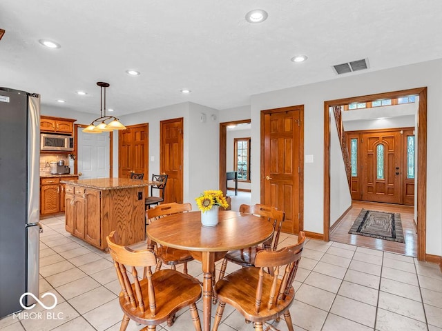 view of tiled dining room