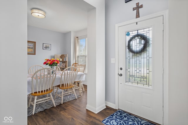 foyer entrance with dark hardwood / wood-style floors