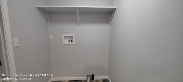 laundry area featuring hookup for a washing machine and wood-type flooring