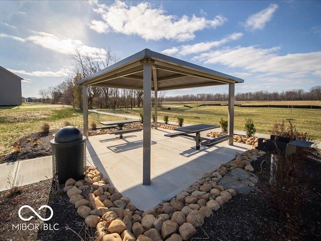 view of patio featuring a gazebo