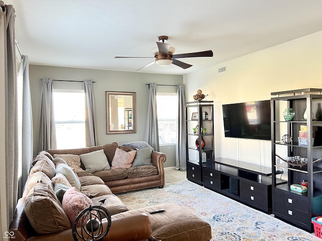 5778 W Commonview Dr, Mccordsville, IN 46055 - living area with a ceiling fan and carpet floors