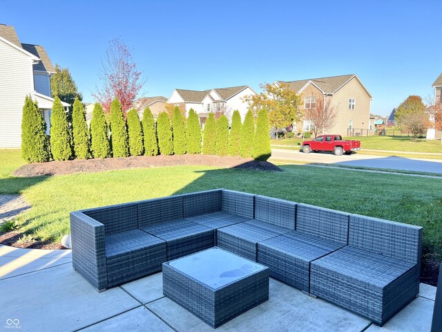 5778 W Commonview Dr, Mccordsville, IN 46055 - view of patio featuring a residential view and an outdoor hangout area
