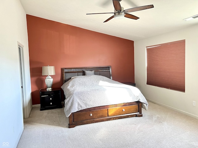 5778 W Commonview Dr, Mccordsville, IN 46055 - bedroom with light colored carpet, baseboards, and ceiling fan