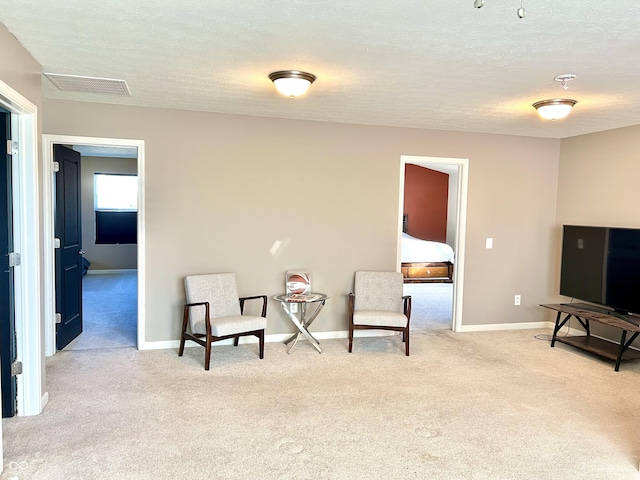 5778 W Commonview Dr, Mccordsville, IN 46055 - sitting room with carpet, baseboards, and a textured ceiling