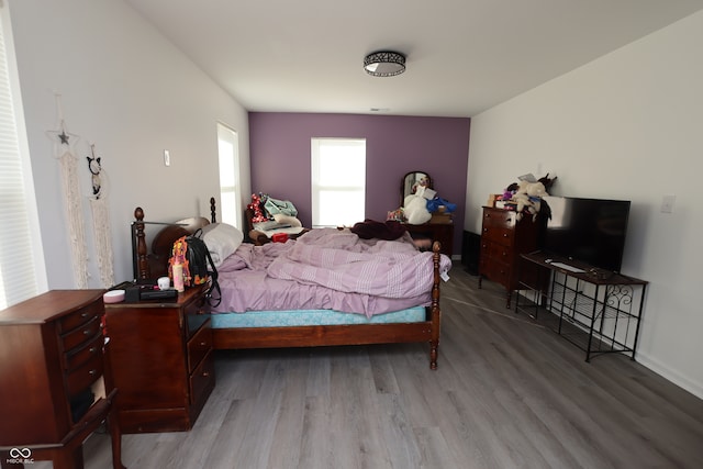 bedroom with hardwood / wood-style floors