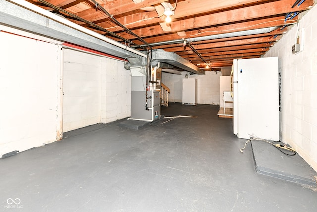 basement with heating unit