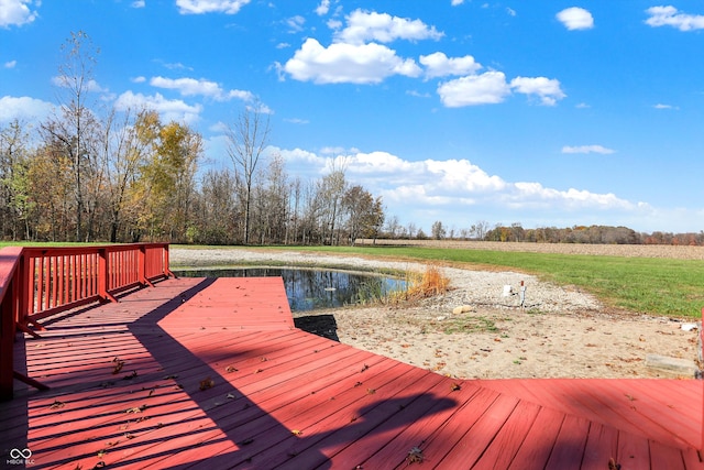 wooden terrace with a water view