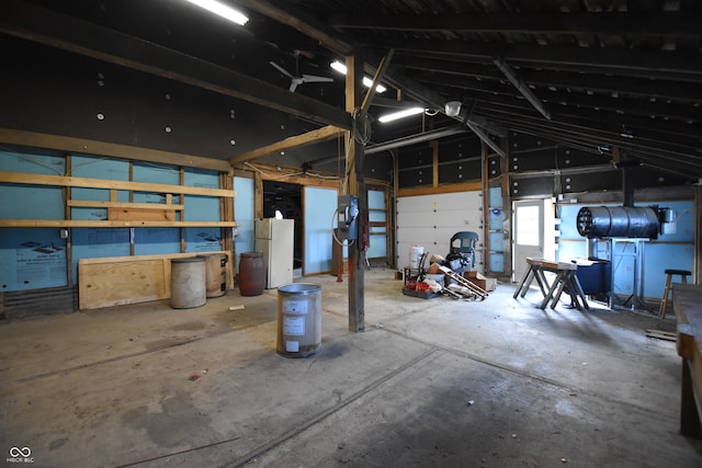 garage featuring white refrigerator