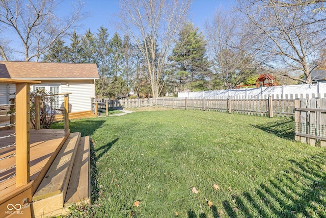595 Hawthorne Dr, Carmel, IN 46033 - view of yard with a wooden deck