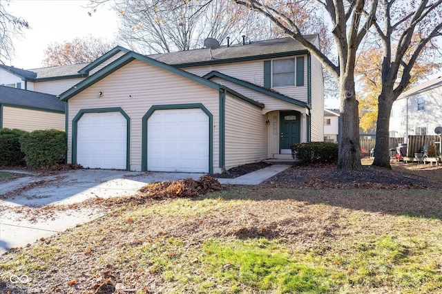 front facade with a garage