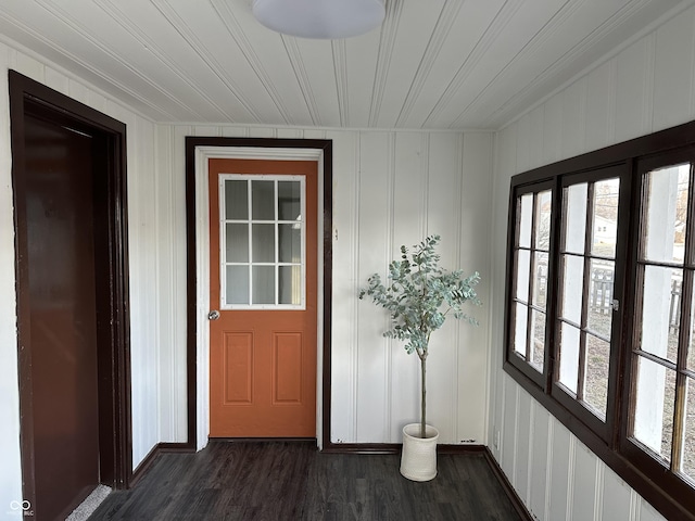 entryway featuring dark wood-type flooring